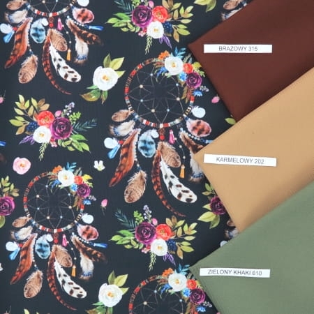 TKANINA WODOODPORNA Łapacze duże boho na czarnym.jpg