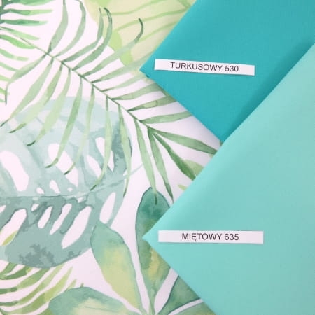 TKANINA WODOODPORNA Liście tropikalne (monstera) na białym