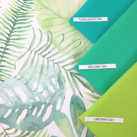 TKANINA WODOODPORNA Liście tropikalne (monstera) na białym