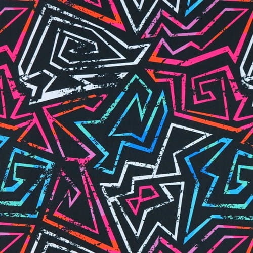 TKANINA WODOODPORNA Graffiti różowe na czarnym 1