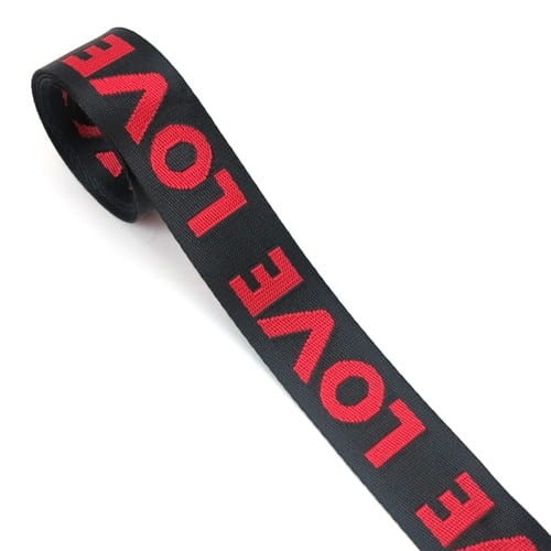 Taśma nośna poliestrowa 38 mm czerwono-czarne ”LOVE”