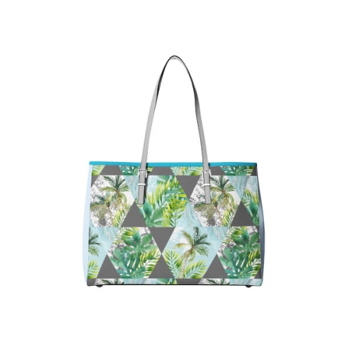 TKANINA WODOODPORNA Palmy i trójkąty szare bag.jpg