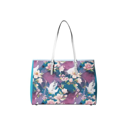 TKANINA WODOODPORNA Żurawie i magnolie na ciemnym tle bag.jpg