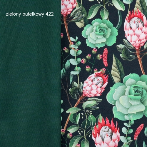 TKANINA WODOODPORNA Kwiaty - sukulenty na czarnym