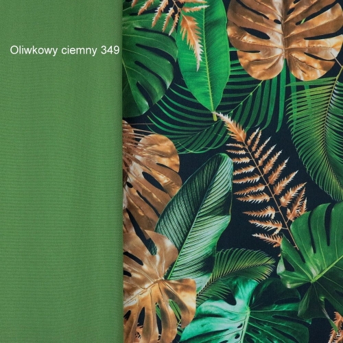 TKANINA WODOODPORNA Liście tropikalne (monstera) złoto - zielone