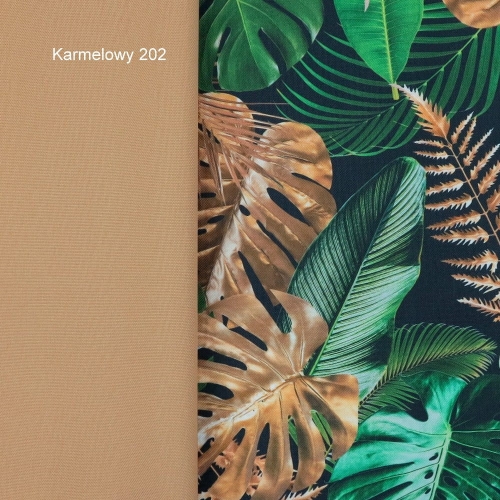 TKANINA WODOODPORNA Liście tropikalne (monstera) złoto - zielone