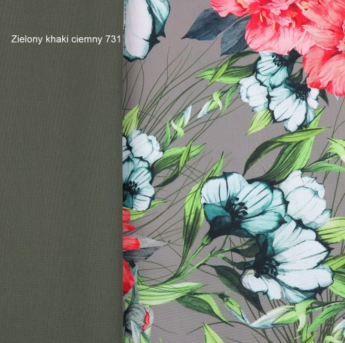 TKANINA WODOODPORNA Lilie i peonie na szarym