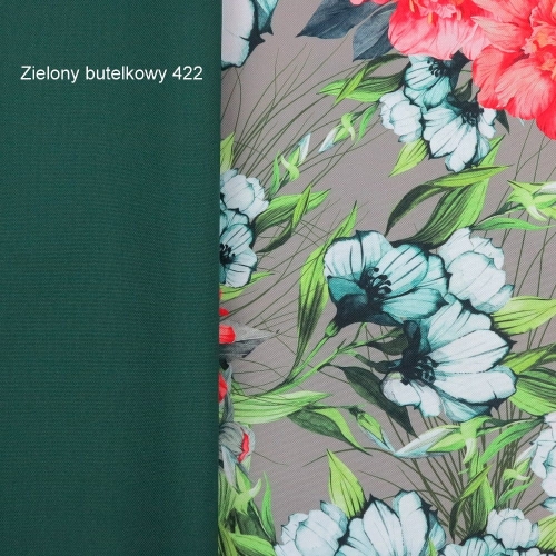 TKANINA WODOODPORNA Lilie i peonie na szarym