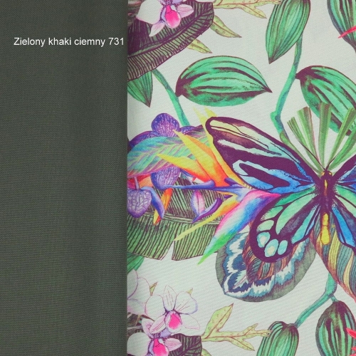 TKANINA WODOODPORNA Kolorowe motyle z liśćmi