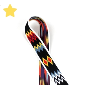 Taśma nośna 38 mm zygzak  biały, żółty, czerwony