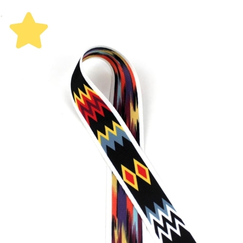 Taśma nośna 38 mm zygzak  biały, żółty, czerwony