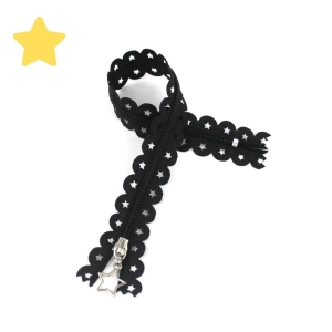 Zamek ozdobny 25 cm taśma z gwiazdkami czarny