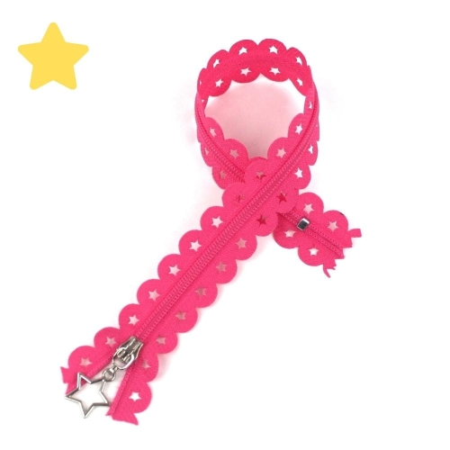 Zamek ozdobny 25 cm taśma z gwiazdkami różowy