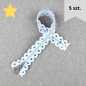 Zamek ozdobny 5 szt. 25 cm taśma z gwiazdkami jasny szary