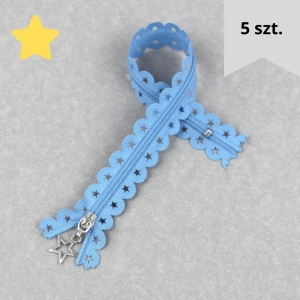 Zamek ozdobny 5 szt. 25 cm taśma z gwiazdkami jasny niebieski
