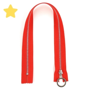 Zamek metalowy 40 cm z suwadłem koło czerwony