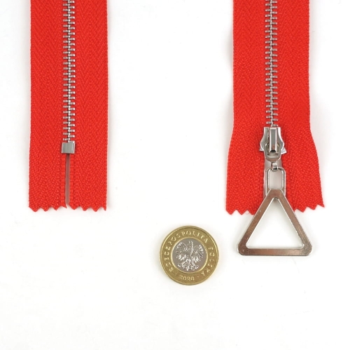 Zamek metalowy 40 cm z suwadłem trójkąt czerwony