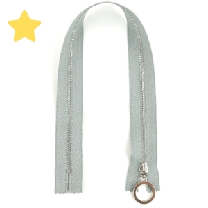 Zamek metalowy 40 cm z suwadłem koło szary