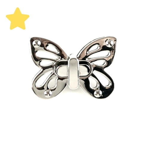 Zapięcie obrotowe 50x35 mm motyl kolor srebrny