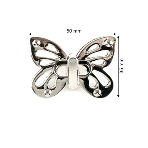 Zapięcie obrotowe 50x35 mm motyl kolor srebrny
