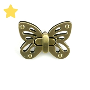 Zapięcie obrotowe 50x35 mm motyl kolor stare złoto