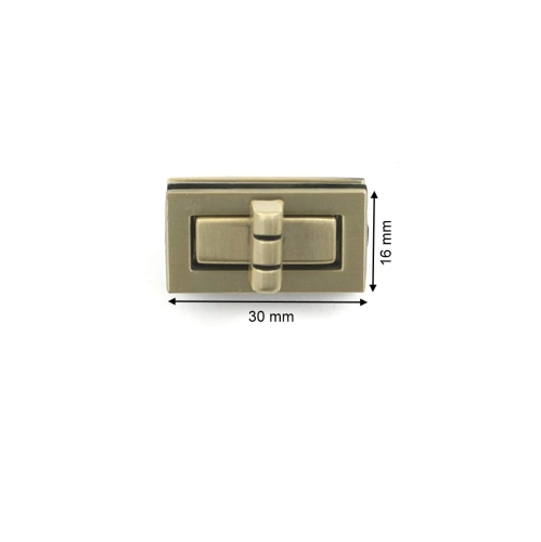 Zapięcie obrotowe 30x16mm do torebki kolor stare złoto