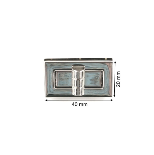 Zapięcie obrotowe 40x20mm do torebki kolor srebrny