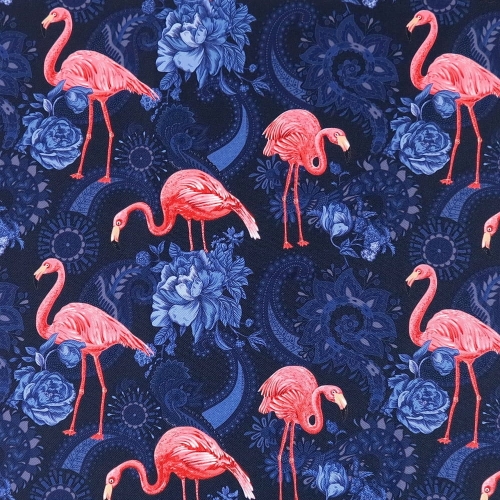 TKANINA WODOODPORNA Flamingi Paisley