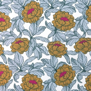 TKANINA WODOODPORNA English Flowers MIÓD