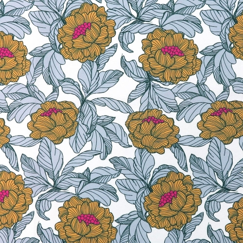 TKANINA WODOODPORNA English Flowers MIÓD