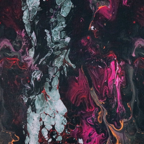 TKANINA WODOODPORNA Abstrakcja pouring- szaro-różowa