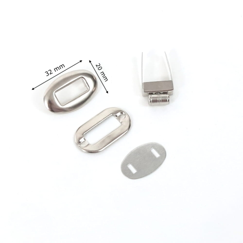 Zapięcie obrotowe 20x32mm do torebki owal kolor srebrny
