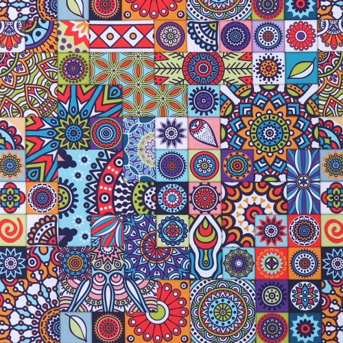 TKANINA WODOODPORNA Kafelki - mozaika folk