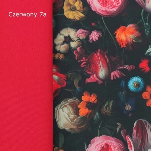 TKANINA WODOODPORNA Tulipany w kwiatach na czarnym