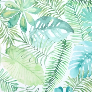 TKANINA WODOODPORNA Liście tropikalne (monstera) na białym [6-8]