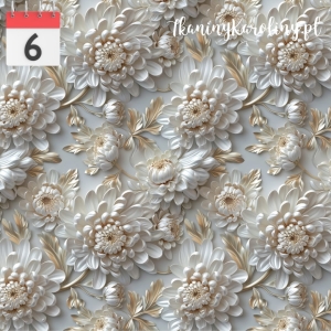 WELUR TAPICERSKI - Porcelanowe chryzantemy [6-8]