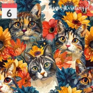 WELUR TAPICERSKI Koty w kwiatach [6]
