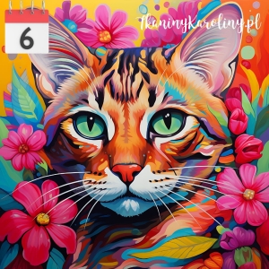 Panel wodoodporny 50x50cm Kot w kwiatach 12 [6]
