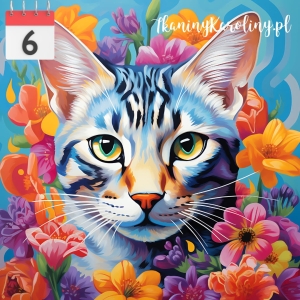 Panel wodoodporny 50x50cm Kot w kwiatach 24 [6]