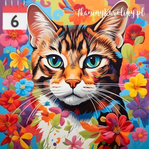 Panel wodoodporny 50x50cm Kot w kwiatach 26 [6]