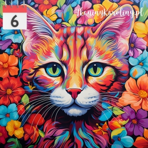 Panel wodoodporny 50x50cm Kot w kwiatach 27 [6]