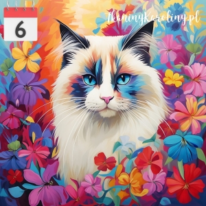 Panel welurowy Kot w kwiatach 11 [6]