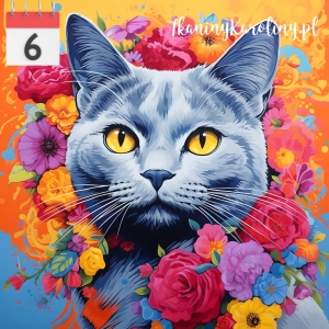 Panel welurowy Kot w kwiatach 15 [6]
