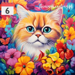 Panel welurowy Kot w kwiatach 25 [6]