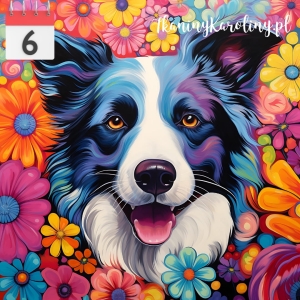 Panel wodoodporny Pies border collie w kwiatach [6]