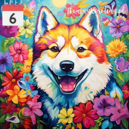 Panel wodoodporny Pies shiba w kwiatach [6]