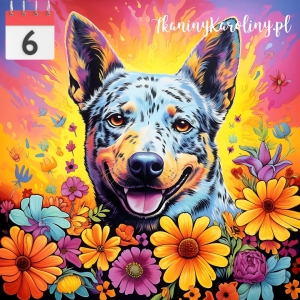 Panel wodoodporny Pies australian cattle w kwiatach [6]