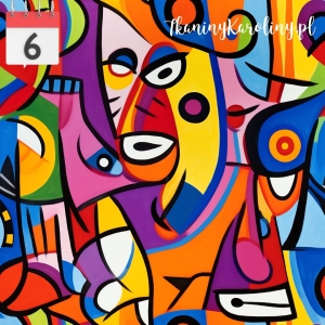 TKANINA WODOODPORNA OXFORD Abstrakcja ala Picasso twarze (do 10 dni)