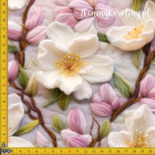 WELUR TAPICERSKI Wiosenne kwiaty haft magnolie 2