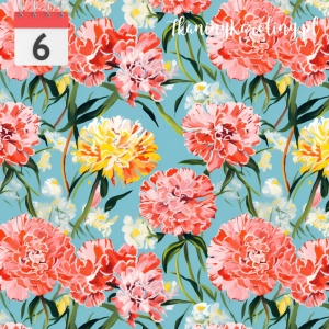 TKANINA WODOODPORNA OXFORD Goździki różowo żółte [6]